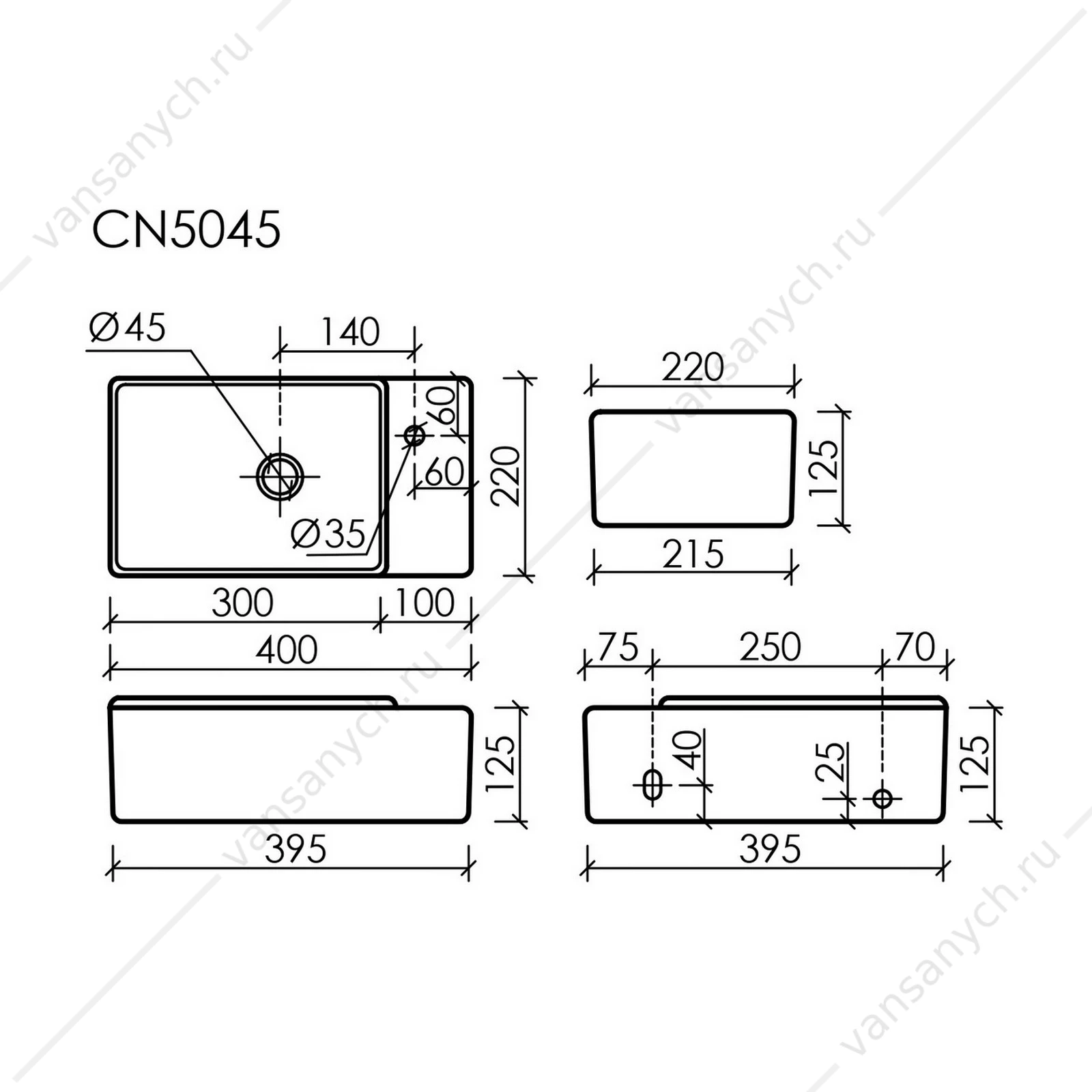 Раковина 40см Ceramica Nova ELEMENT CN5045MB подвесная черный матовый