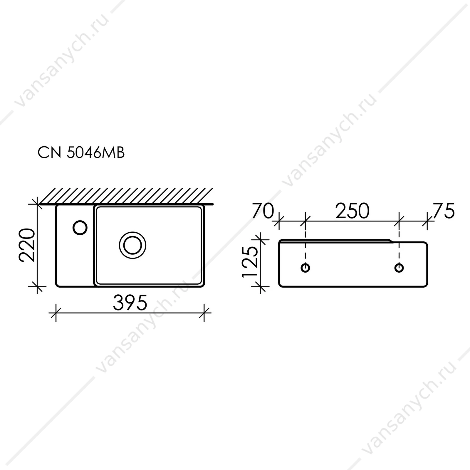 Раковина 40см Ceramica Nova ELEMENT CN5046MB подвесная черный матовый