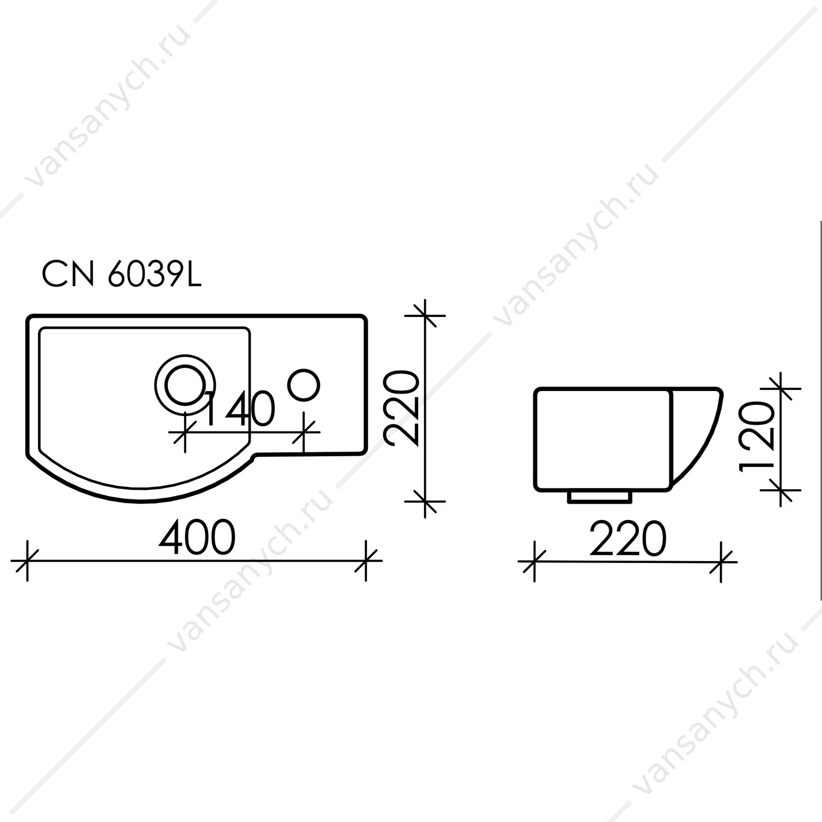 Раковина 40см Ceramica Nova ELEMENT CN6039L подвесная белый