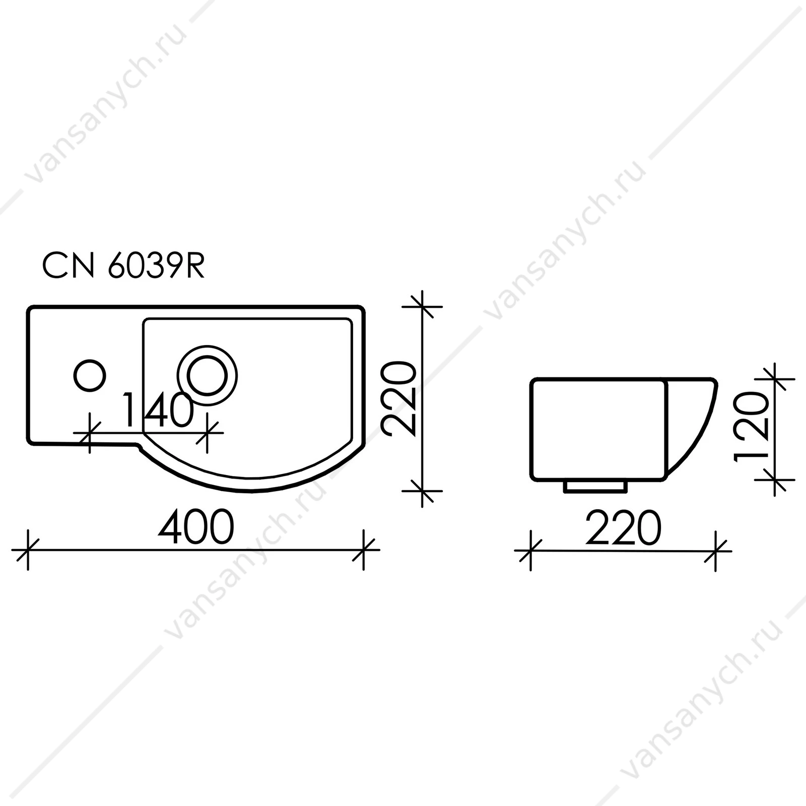 Раковина 40см Ceramica Nova ELEMENT CN6039R подвесная белый