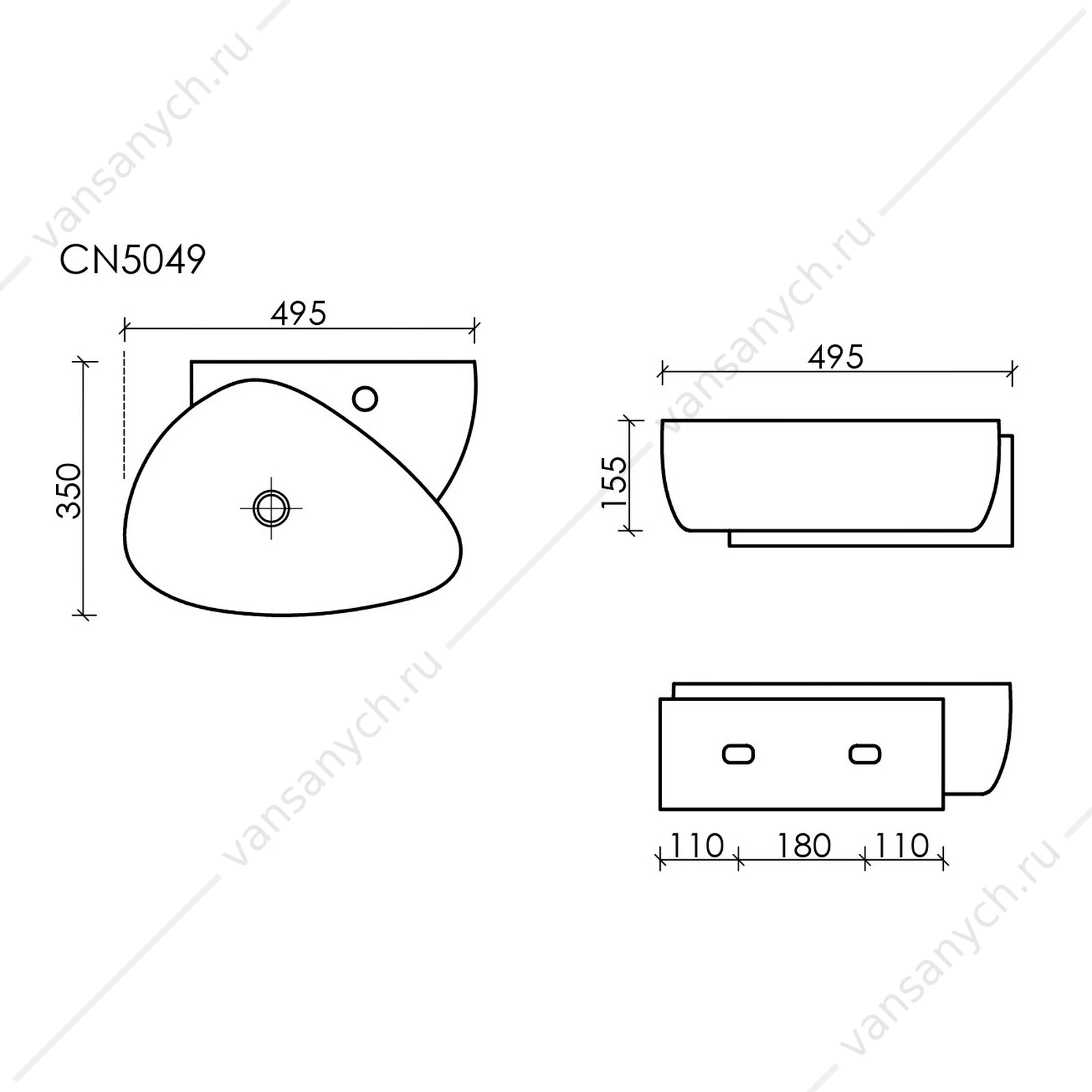 Раковина 50см Ceramica Nova ELEMENT CN5049 подвесная белый