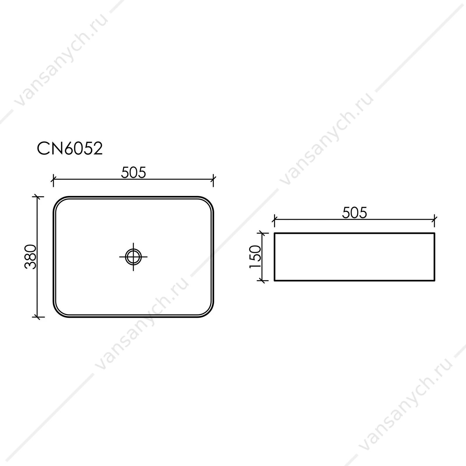 Раковина 51см Ceramica Nova ELEMENT CN6052MDH накладная темный антрацит матовый