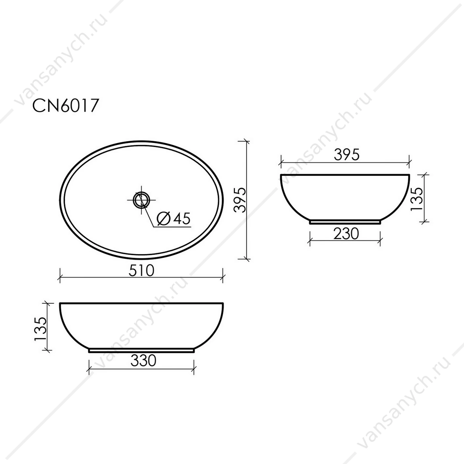 Раковина 52см Ceramica Nova ELEMENT CN6017MDH накладная темный антрацит матовый