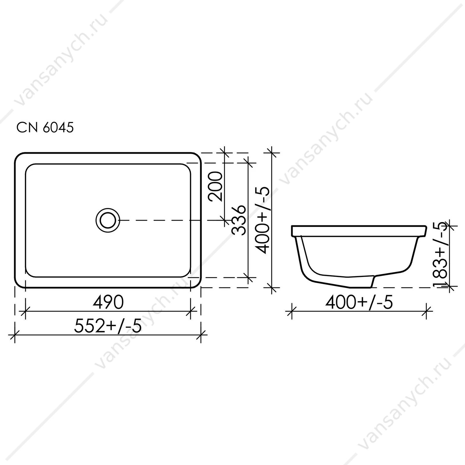 Раковина 55см Ceramica Nova ELEMENT CN6045 встраиваемая белый