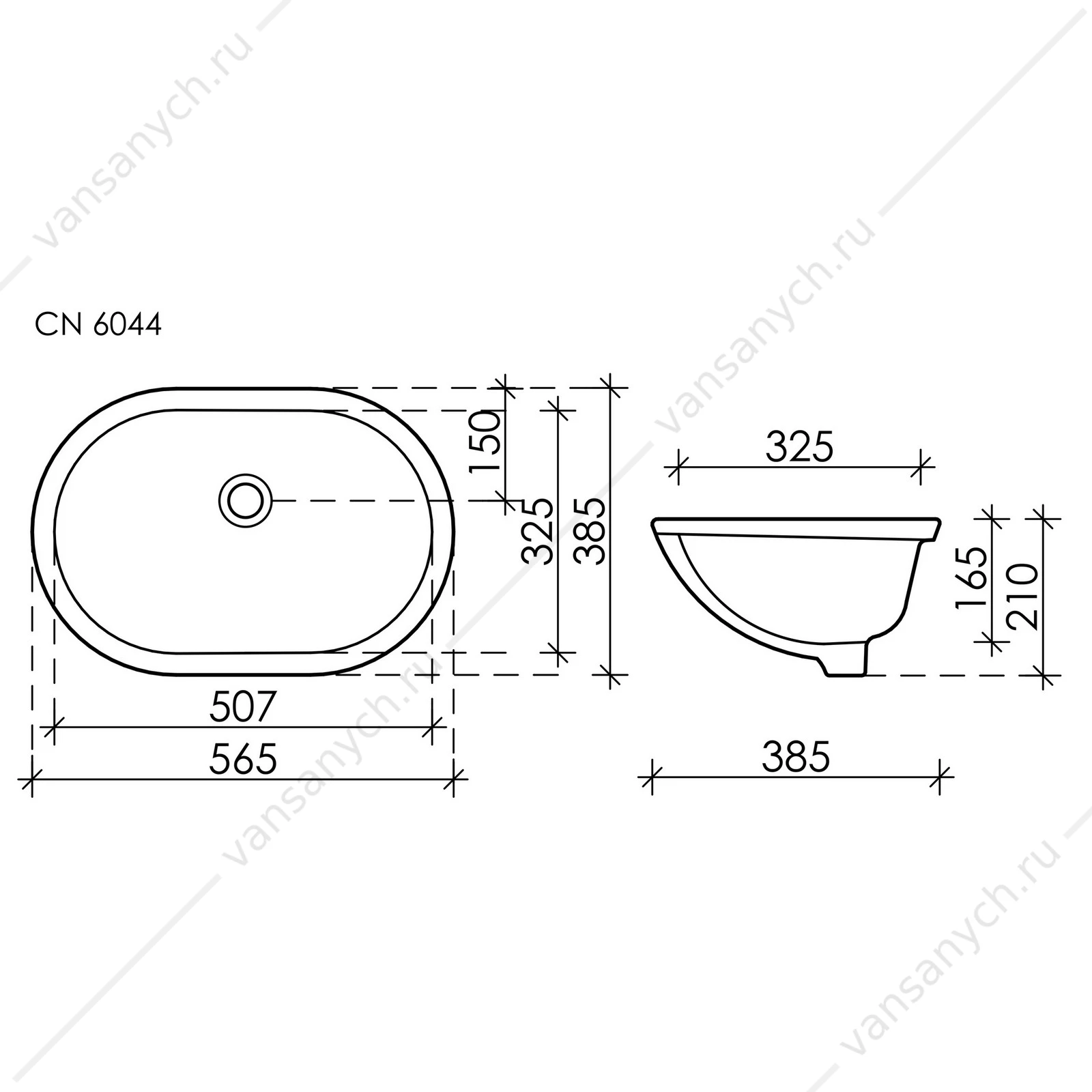 Раковина 57см Ceramica Nova ELEMENT CN6044 встраиваемая белый