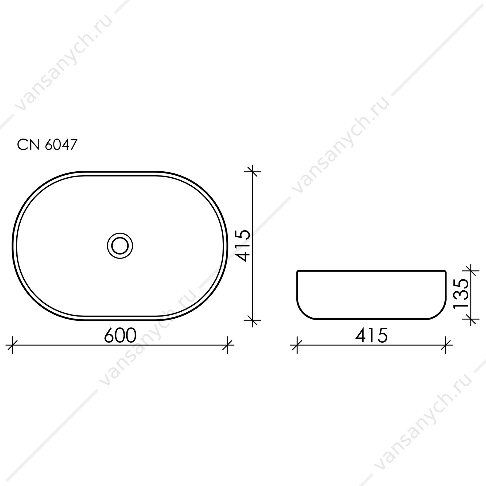 Раковина 60см Ceramica Nova ELEMENT CN6047MW накладная белый матовый
