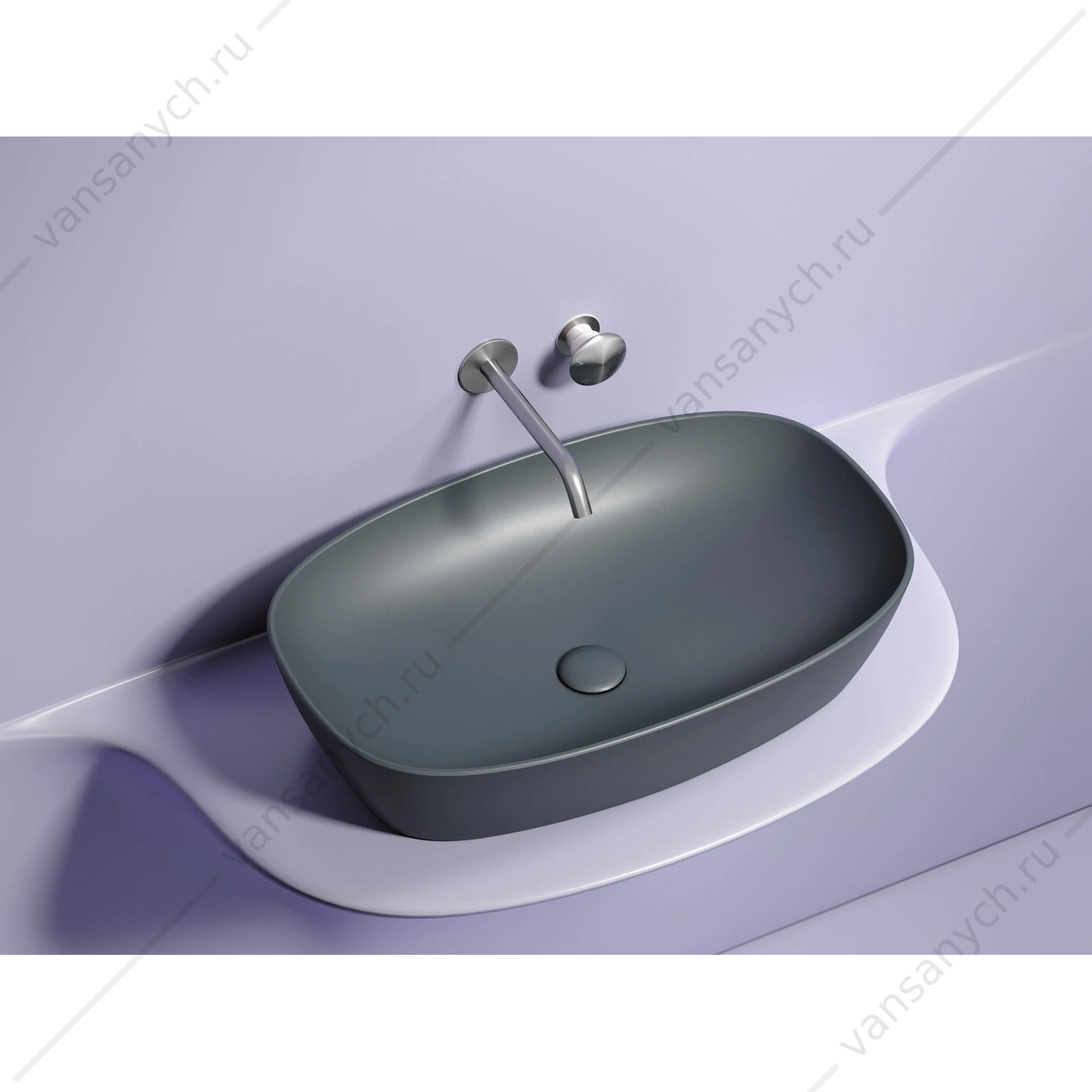 Раковина 60см Ceramica Nova ELEMENT CN6049MDH накладная темный антрацит матовый