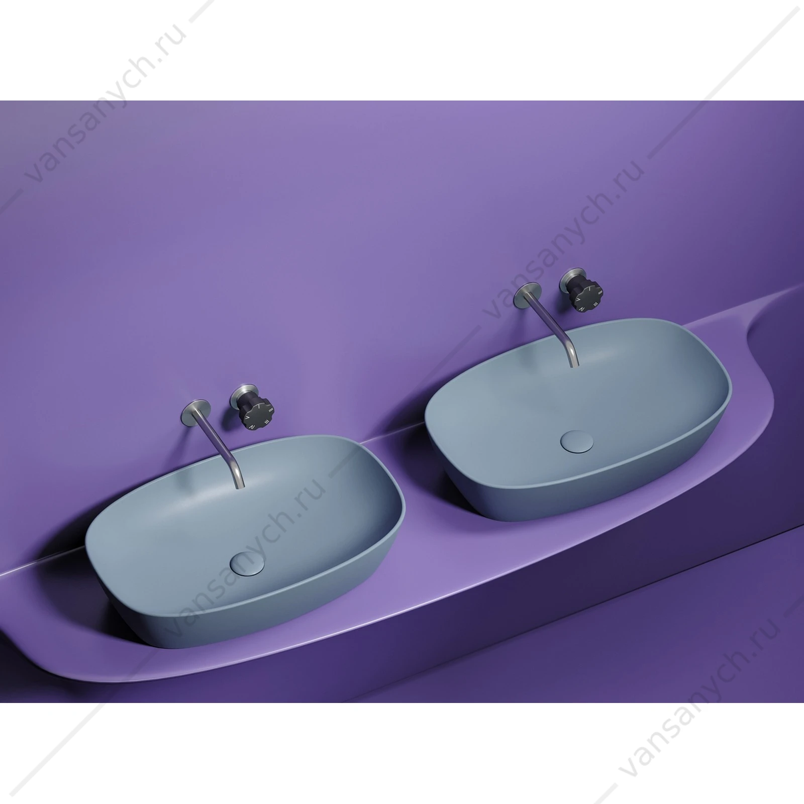 Раковина 60см Ceramica Nova ELEMENT CN6049MHL накладная серо-голубой матовый