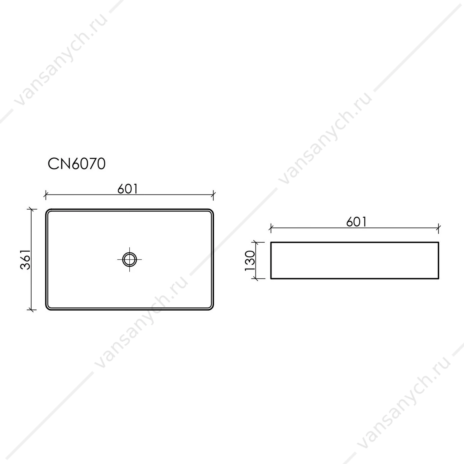 Раковина 60см Ceramica Nova ELEMENT CN6070MB накладная черный матовый