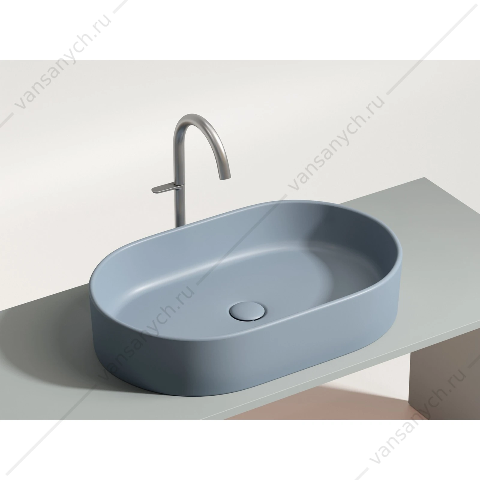 Раковина 61см Ceramica Nova ELEMENT CN6048MHL накладная серо-голубой матовый