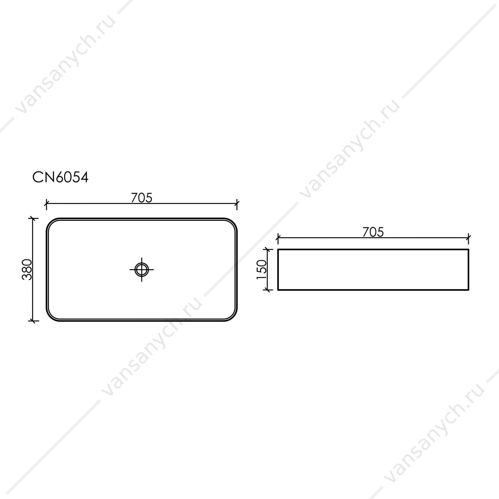Раковина 71см Ceramica Nova ELEMENT CN6054MW накладная белый матовый