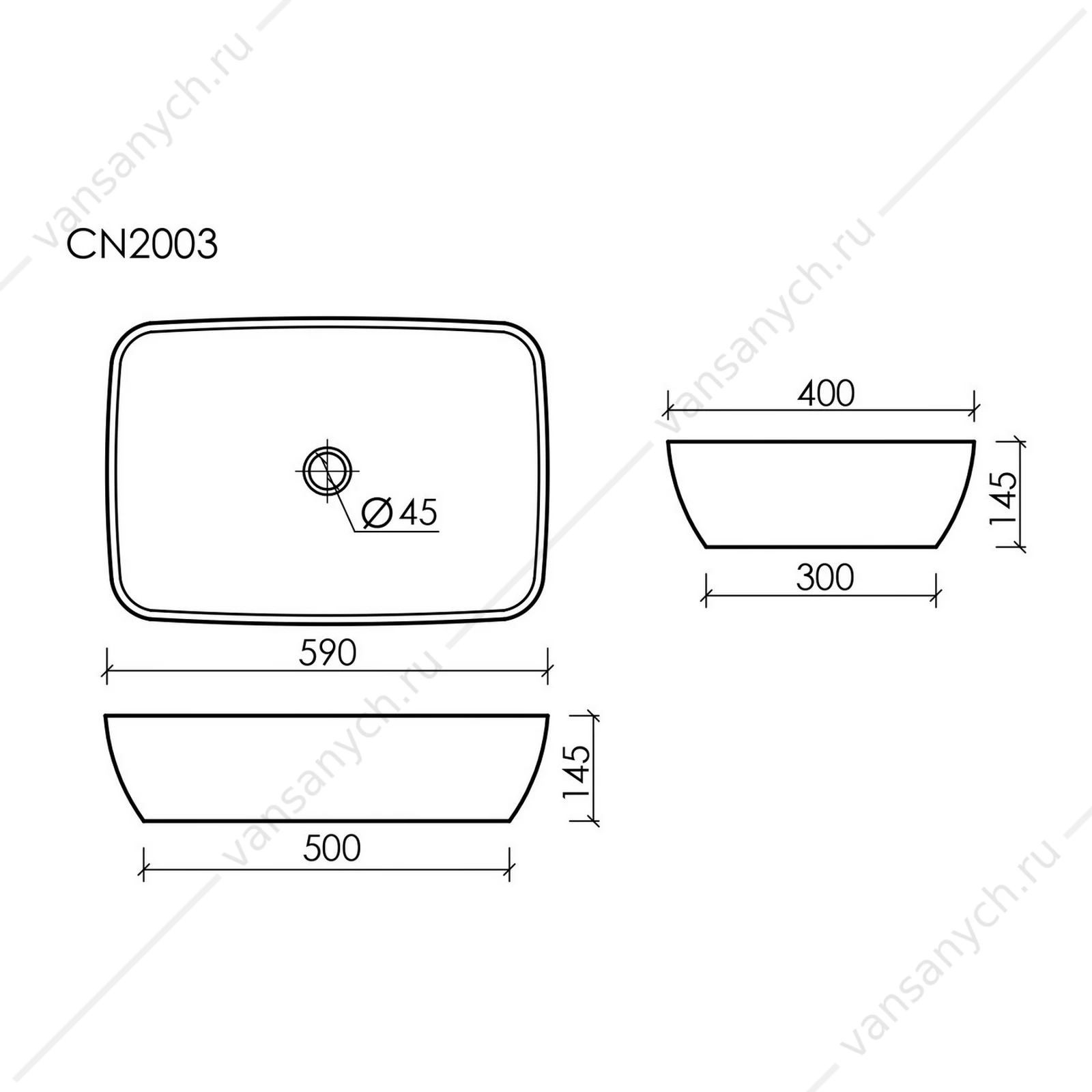 Раковина 58см Ceramica Nova FORM CN2003 накладная белый