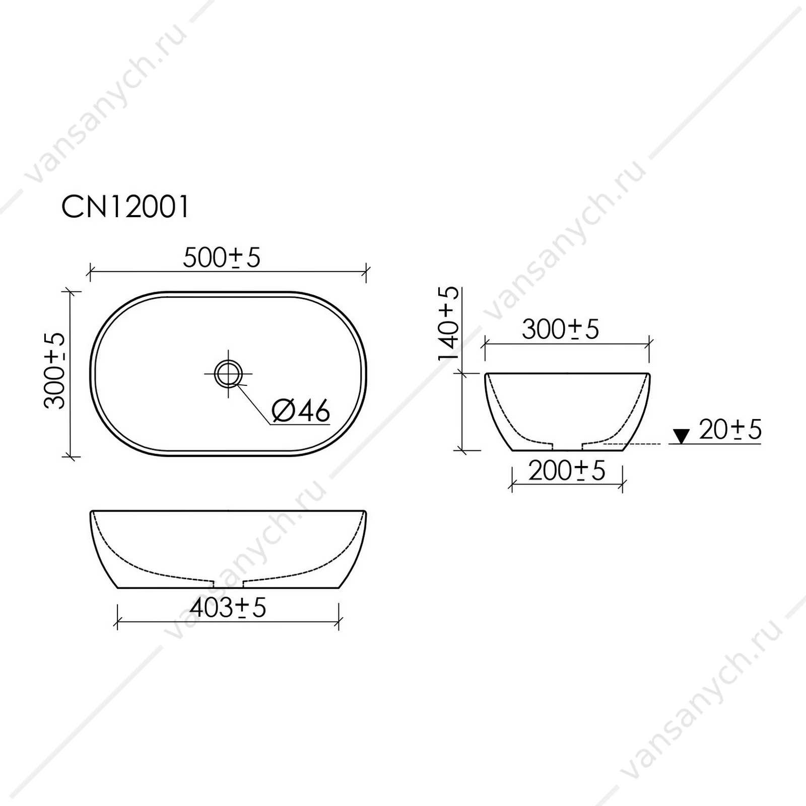 Раковина 50см Ceramica Nova TWIST CN12001 накладная белый