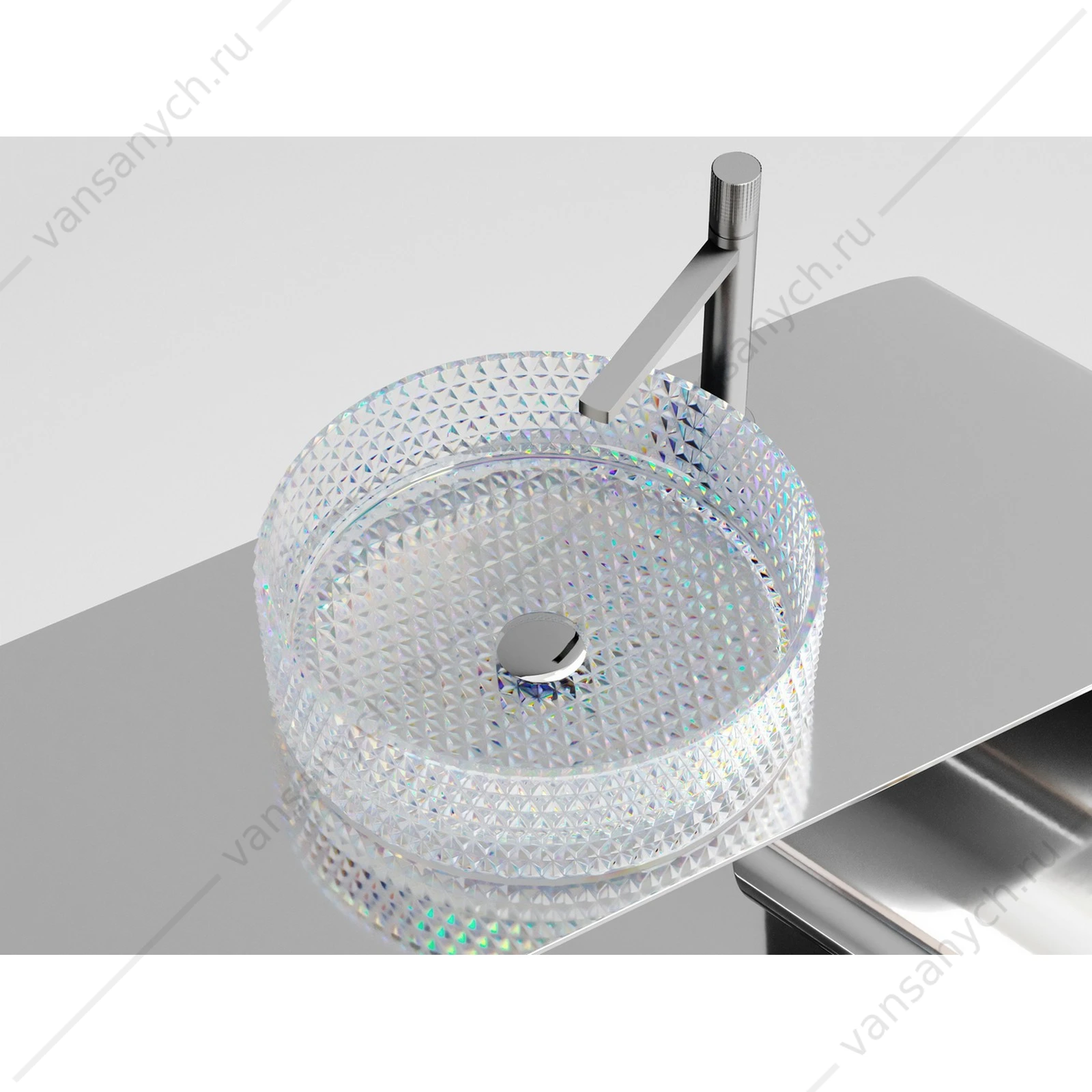 Раковина 36см стеклянная Ceramica Nova CRISTAL CN6059 накладная прозрачный