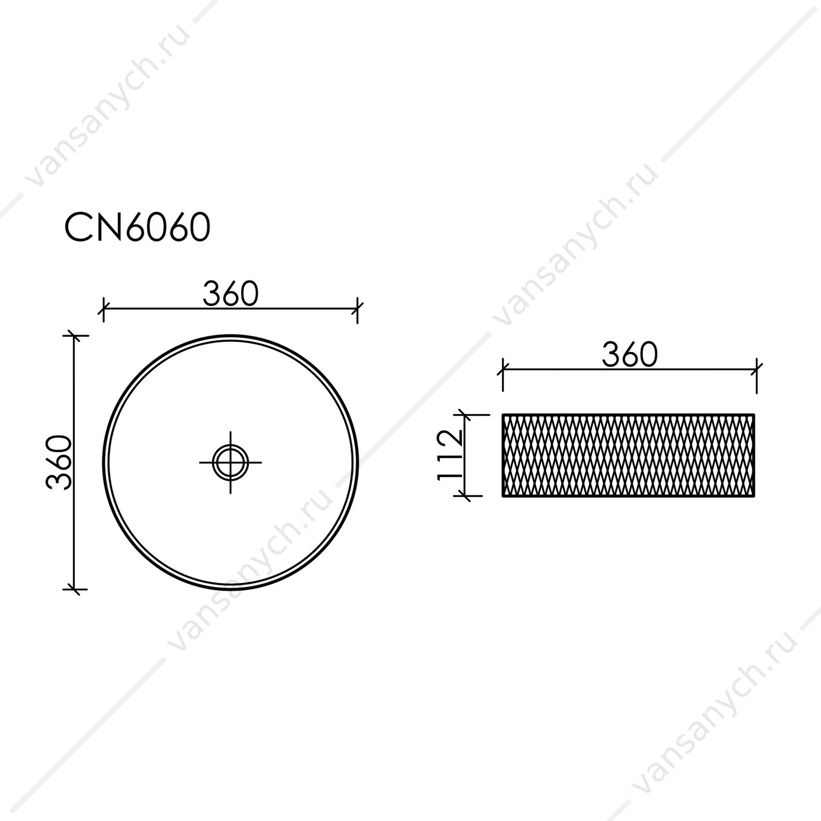 Раковина 36см стеклянная Ceramica Nova CRISTAL CN6060 накладная черный
