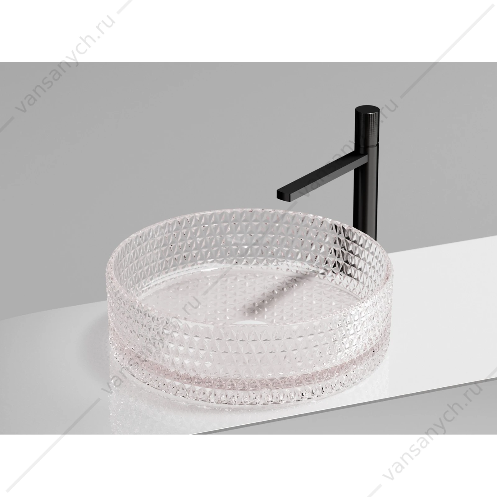 Раковина 36см стеклянная Ceramica Nova CRISTAL CN6061 накладная розовый