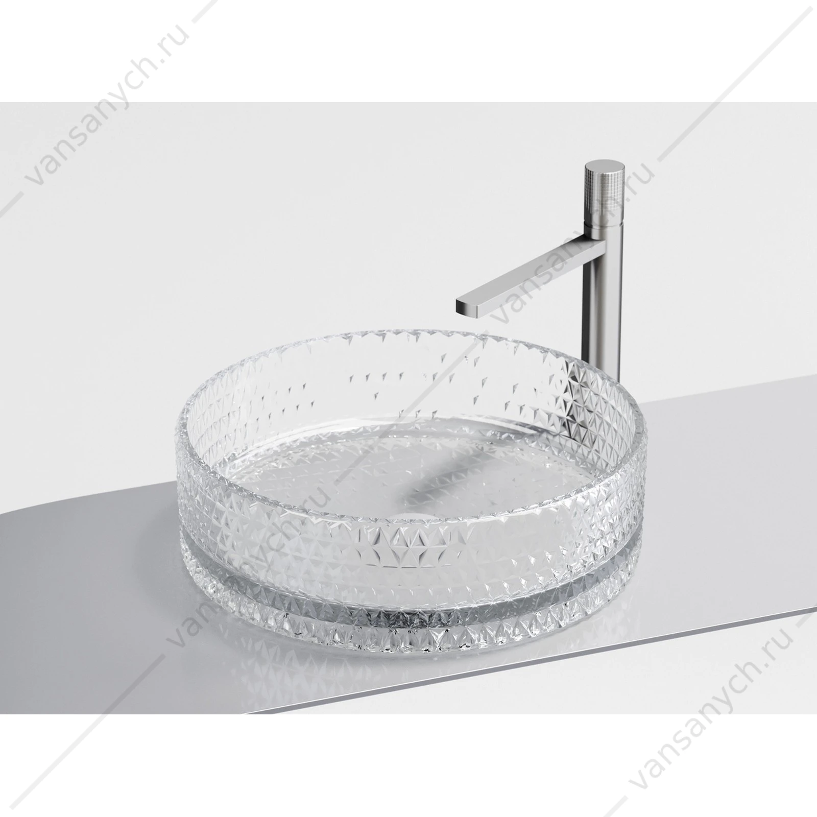 Раковина 36см стеклянная Ceramica Nova CRISTAL CN6062 накладная прозрачный