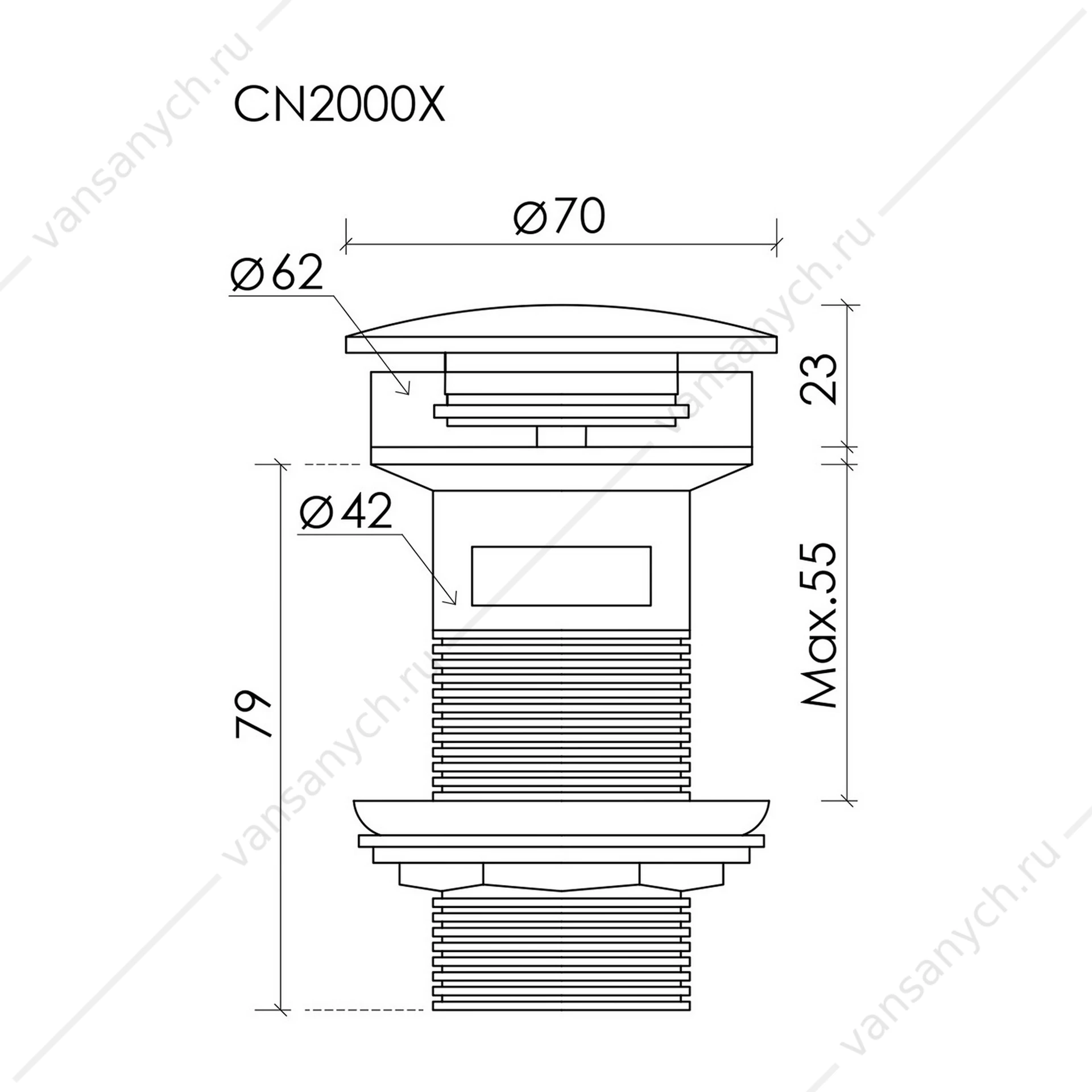 Донный клапан черный матовый для раковины Ceramica Nova CN2000MBx
