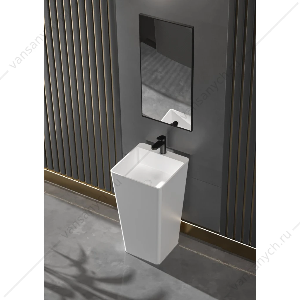 Раковина 45х45 напольная иск. камень Solid Surface CEZARES CZR-LINER-450/820-LV-SS