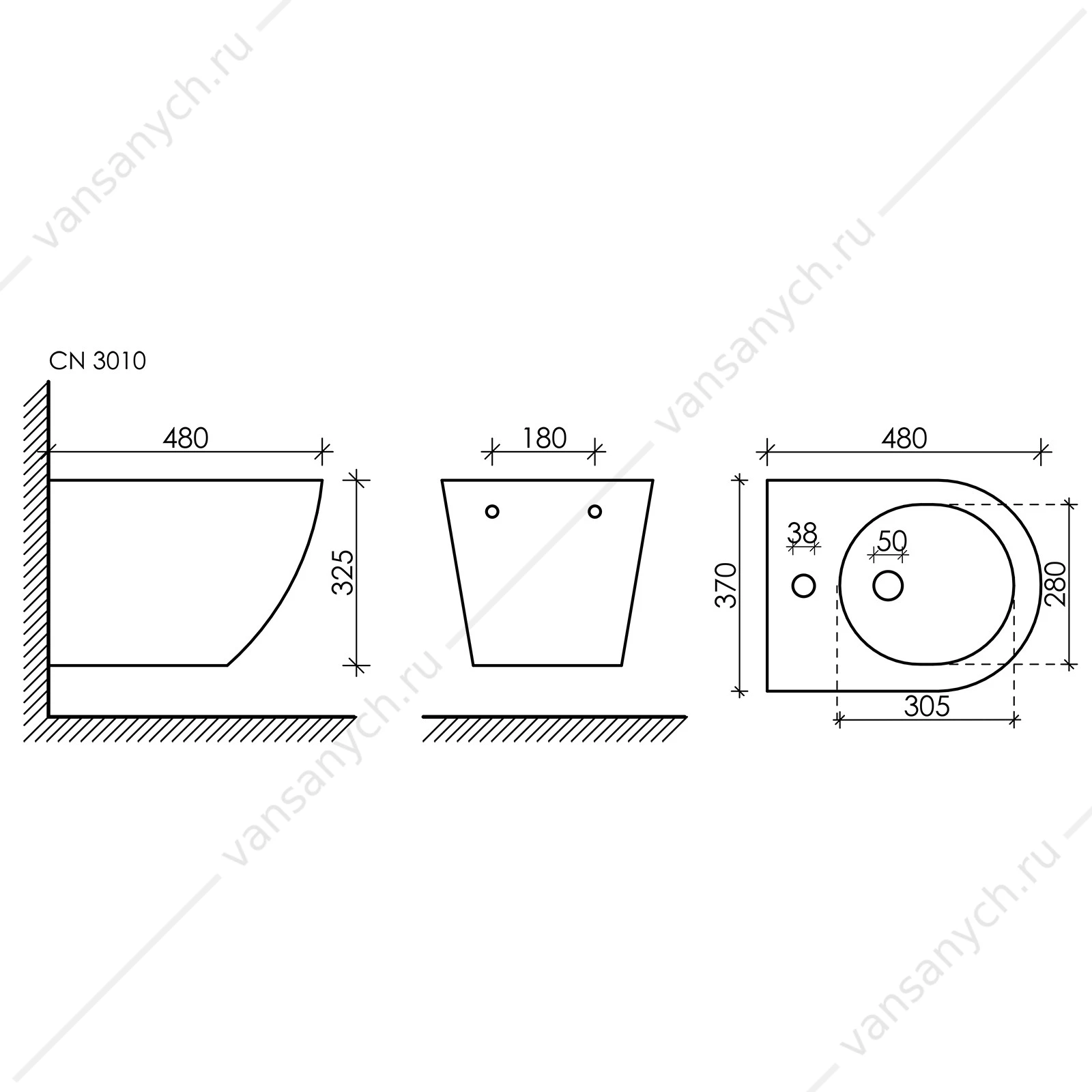 Биде Ceramica Nova FORMA CN3010 подвесное