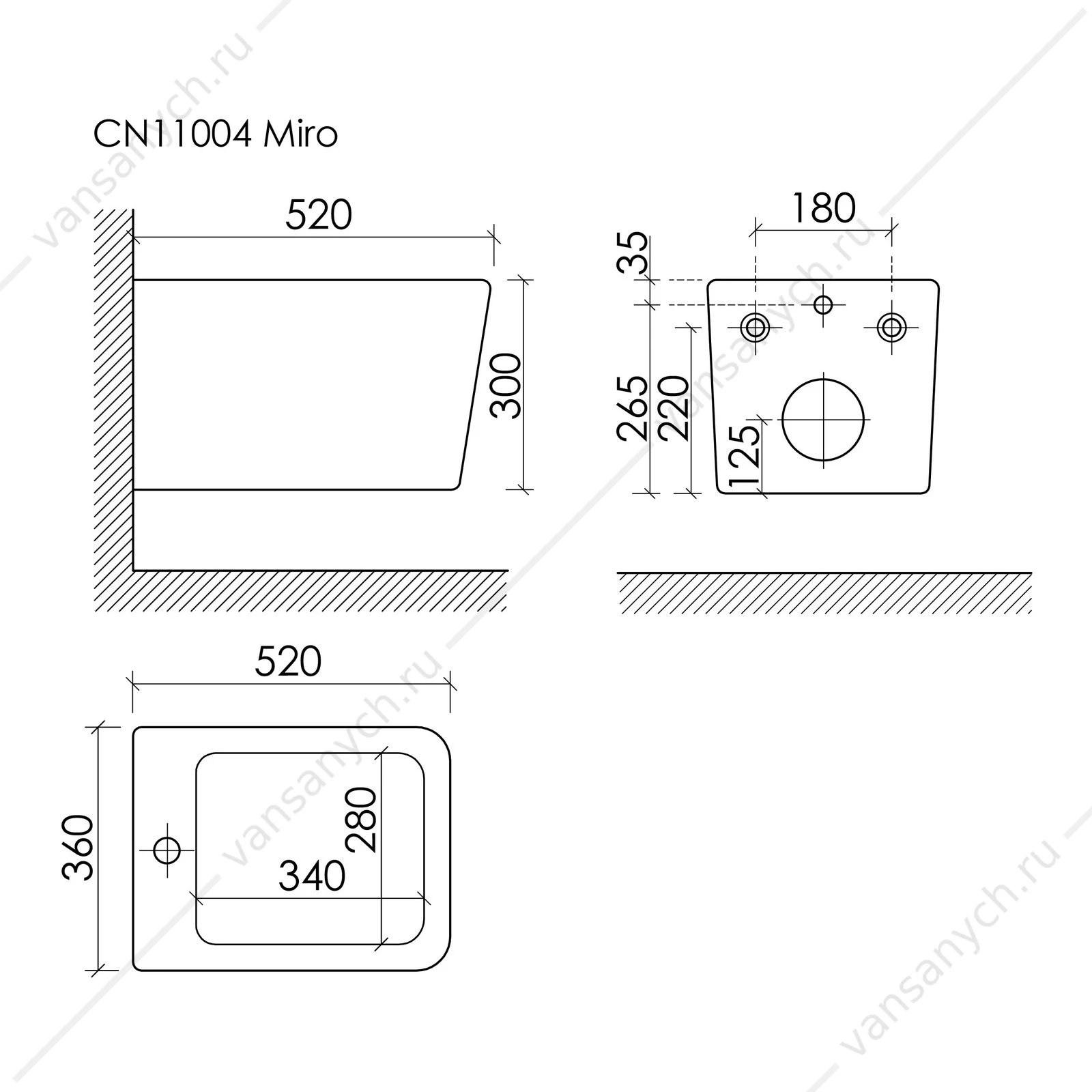 Биде Ceramica Nova Miro CN11004 белый подвесное