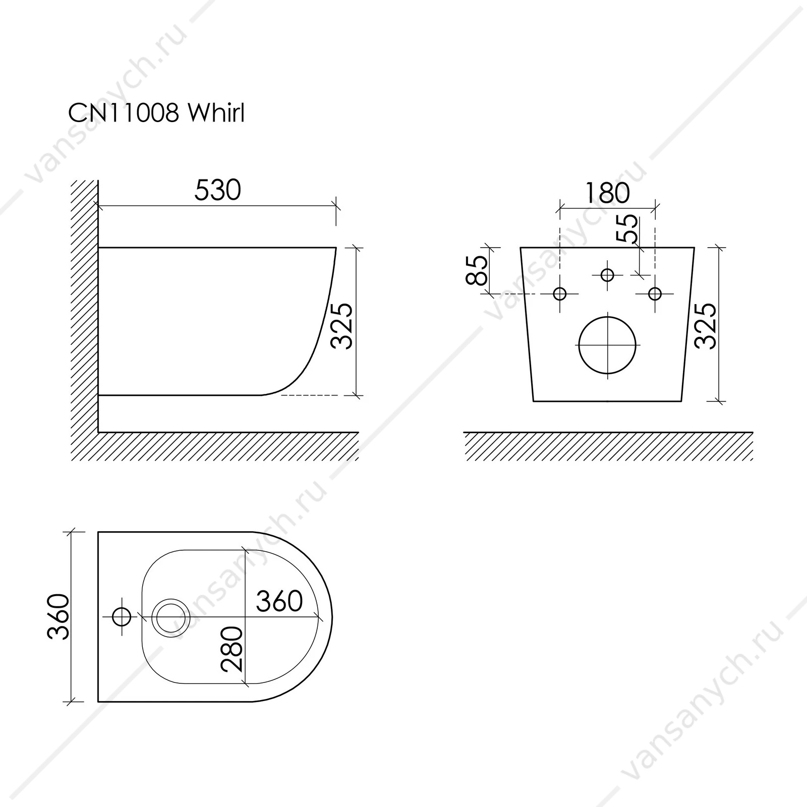 Биде Ceramica Nova Whirl CN11008 подвесное