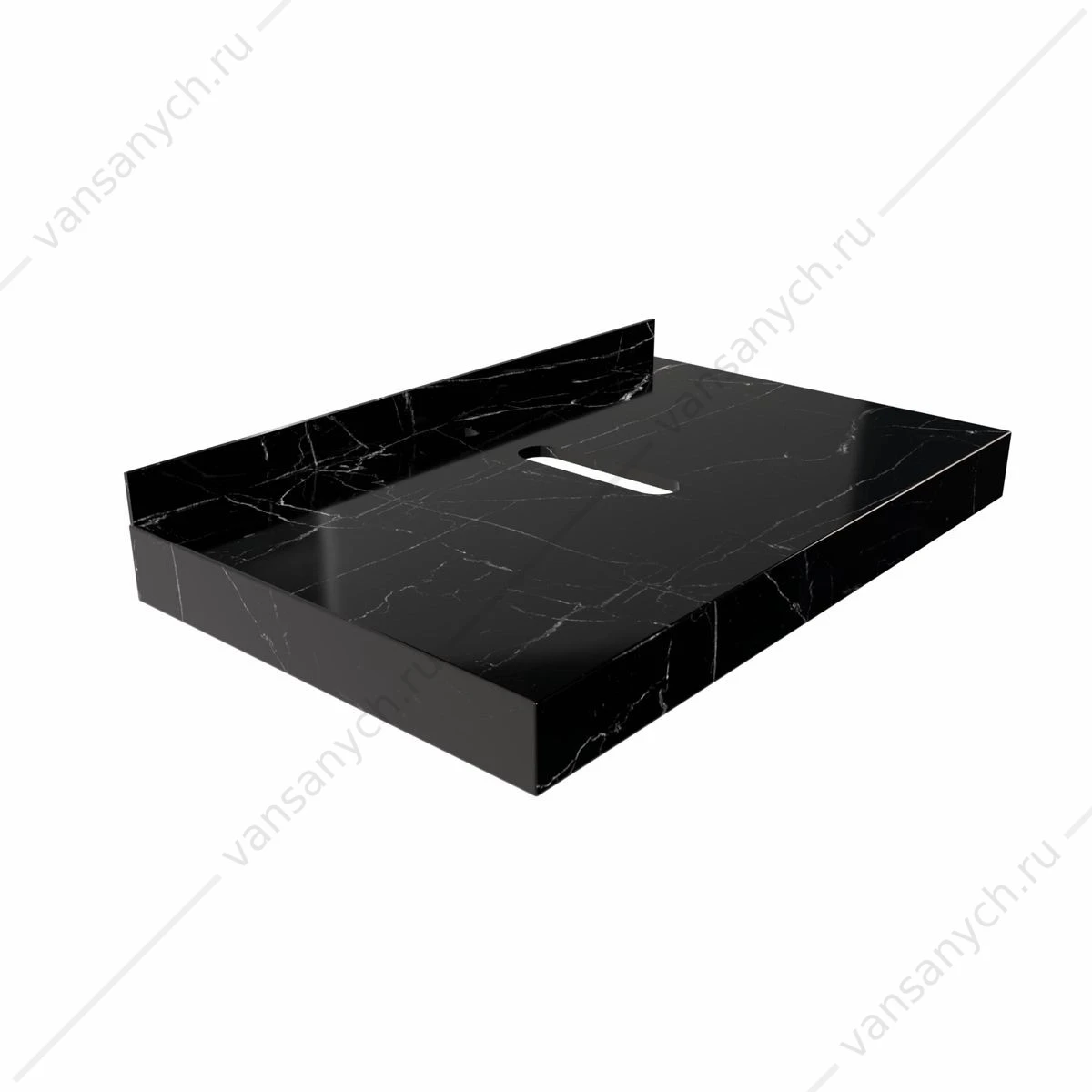 Столешница 90х50см керамогранит под раковину Watersense Eva W00293 черный мрамор