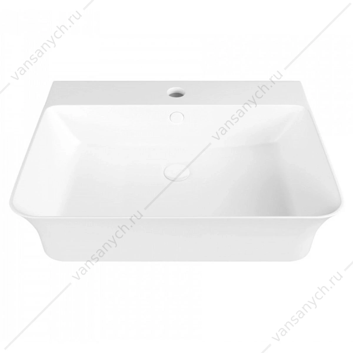 Раковина 56х41 накладная Watersense Alina 55 W00775 с полочкой под смеситель, белая