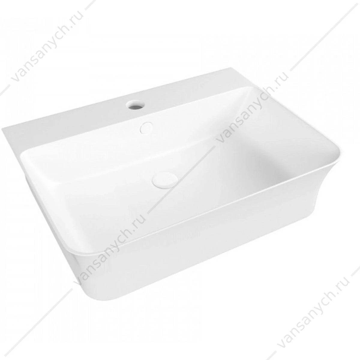 Раковина 56х41 накладная Watersense Alina 55 W00775 с полочкой под смеситель, белая