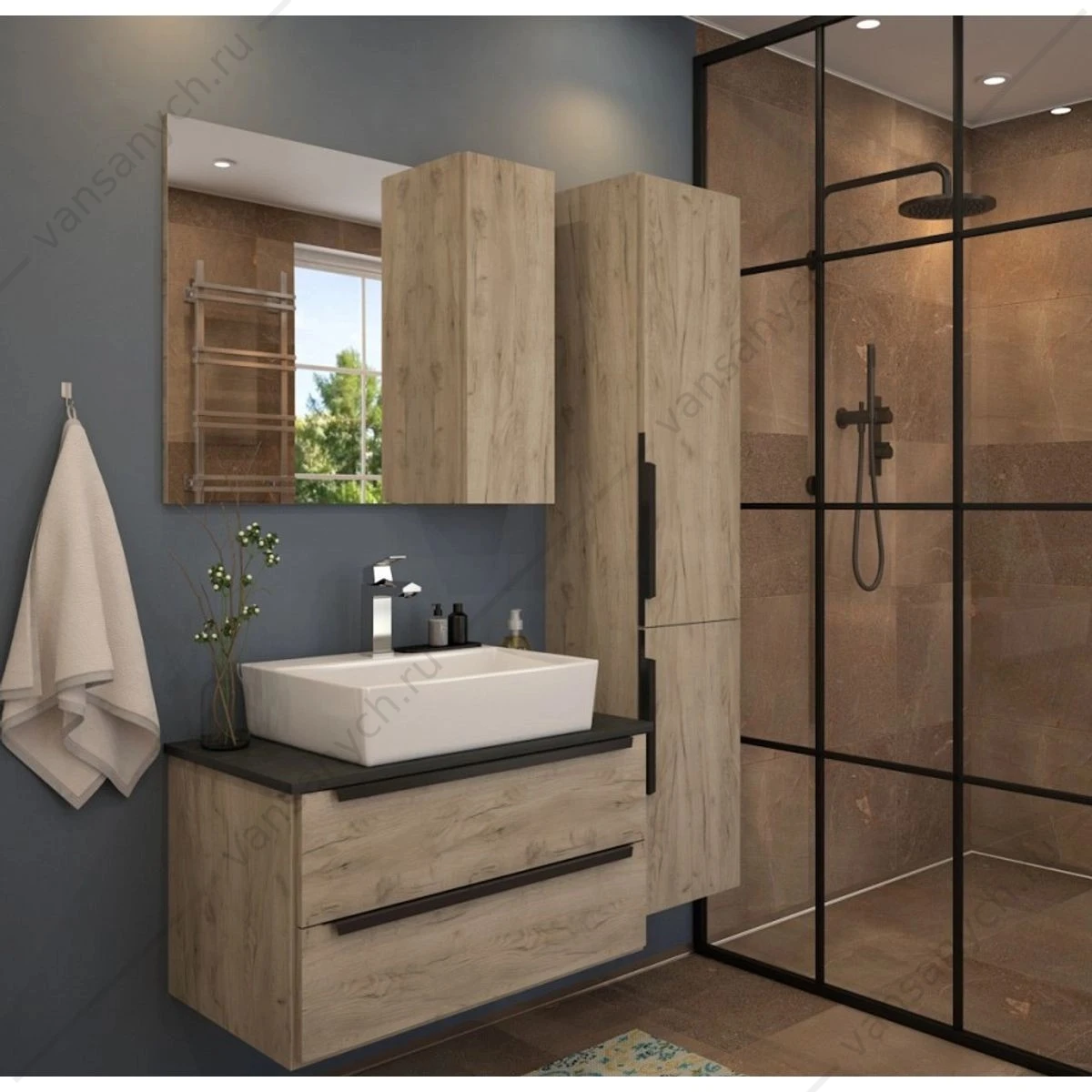 Раковина 57х43 накладная Watersense Alina 56 W00020 с полочкой под смеситель, белая