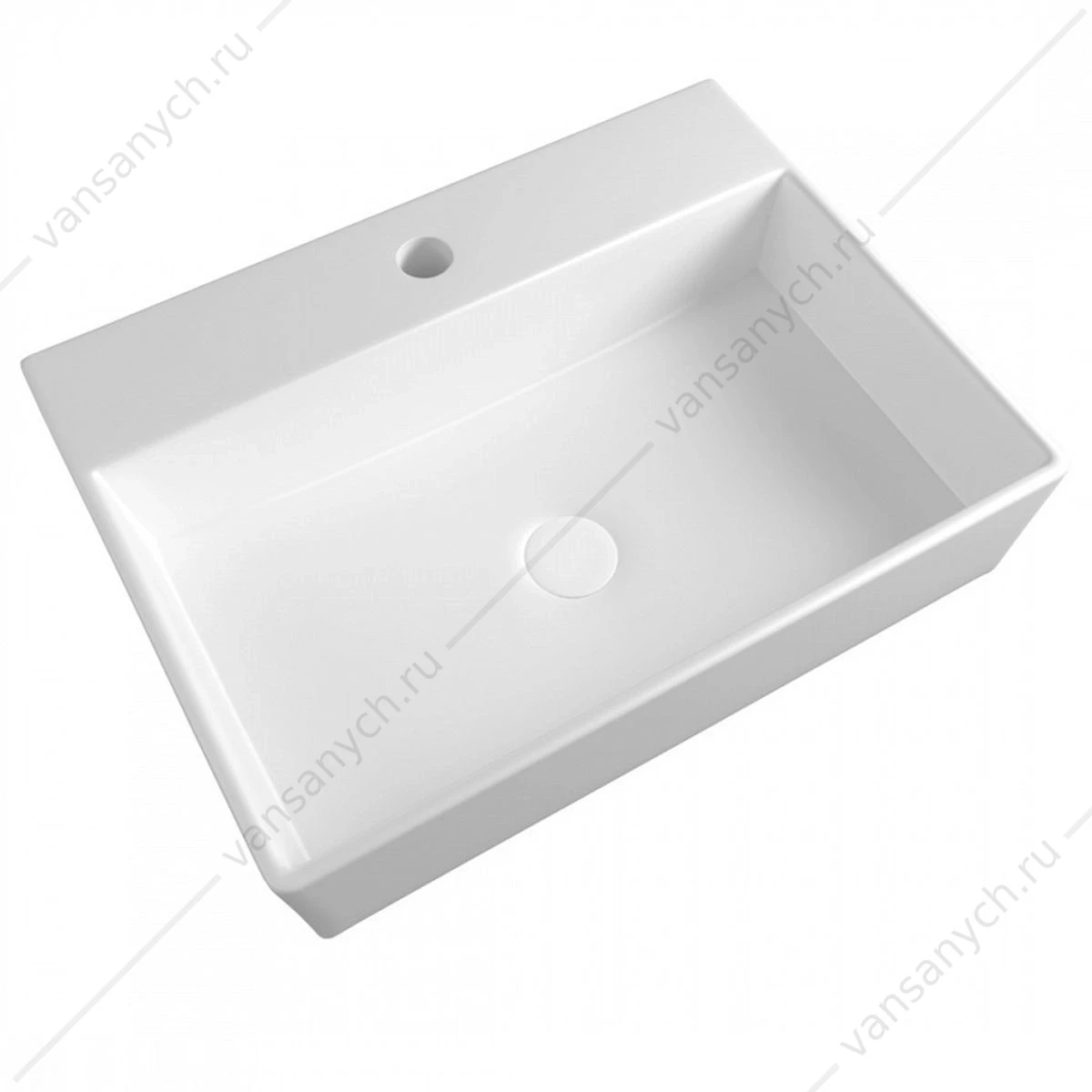 Раковина 57х43 накладная Watersense Alina 56 W00020 с полочкой под смеситель, белая