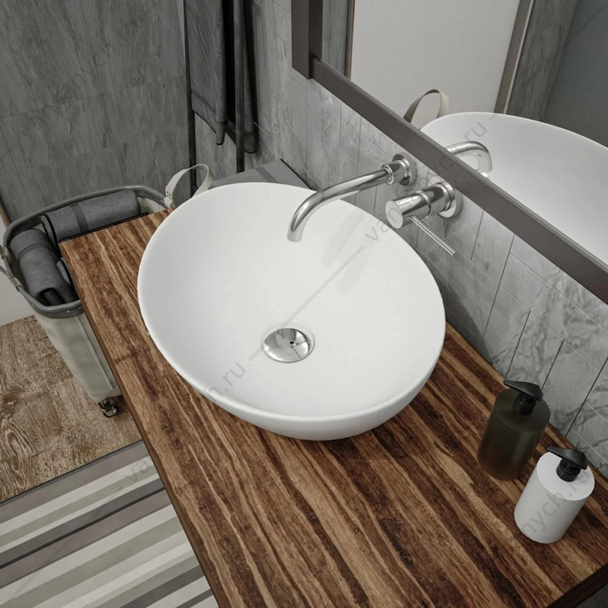 Раковина 41х34 накладная Watersense Amelia 40 W00064 белый матовый