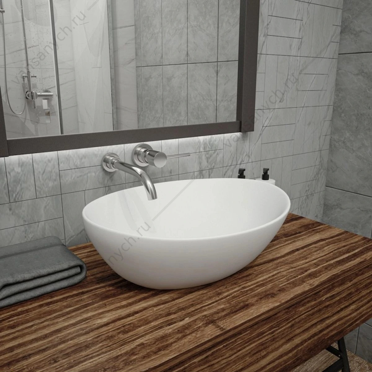 Раковина 41х34 накладная Watersense Amelia 40 W00064 белый матовый