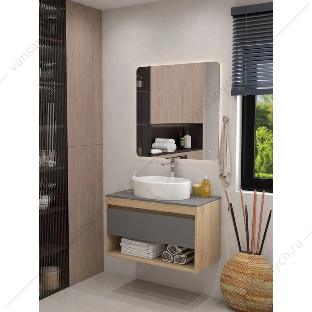 Раковина 51х36 накладная Watersense Amelia 50 W00770 мрамор белый матовый