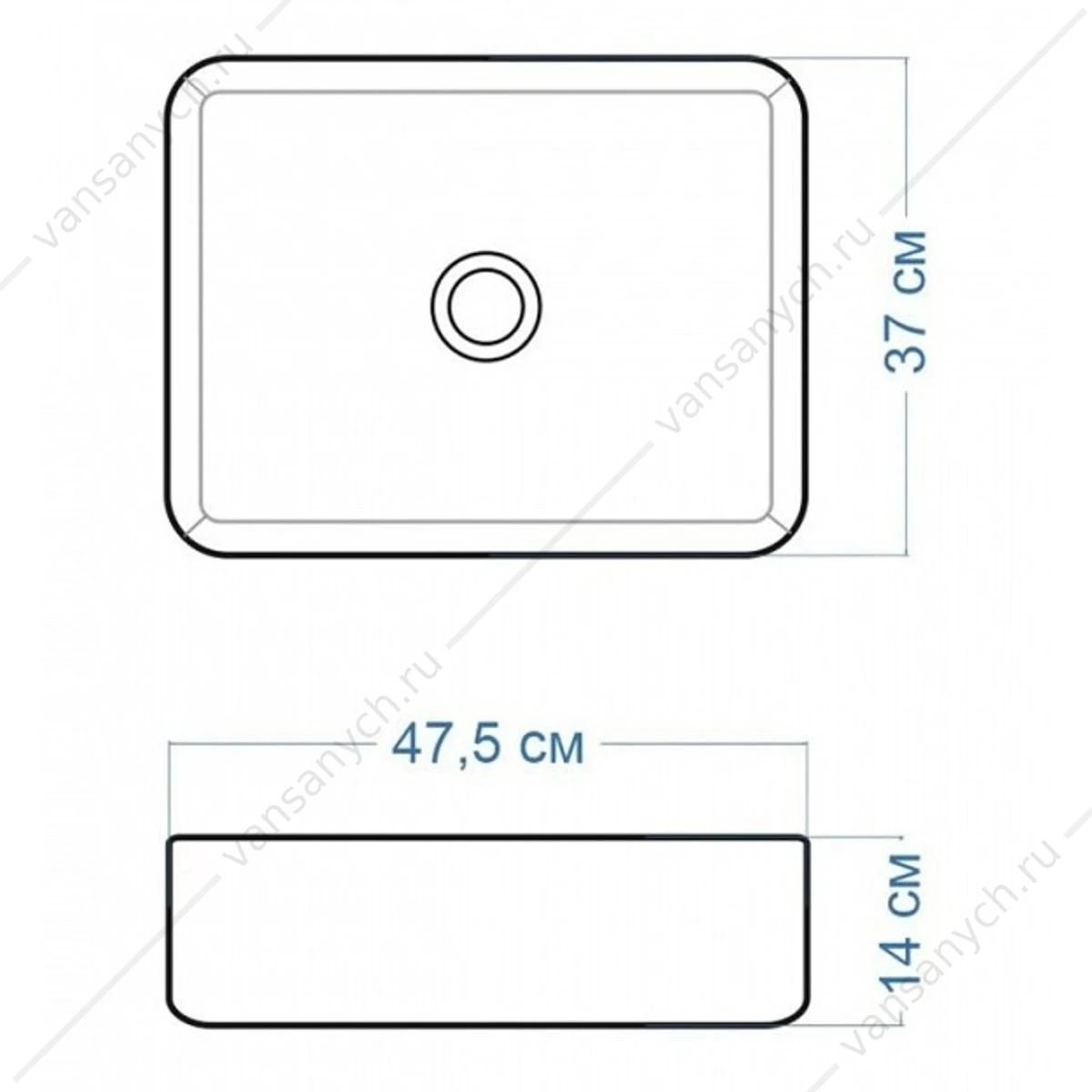 Раковина 48х37 накладная Watersense Eva 50 W00001 белая