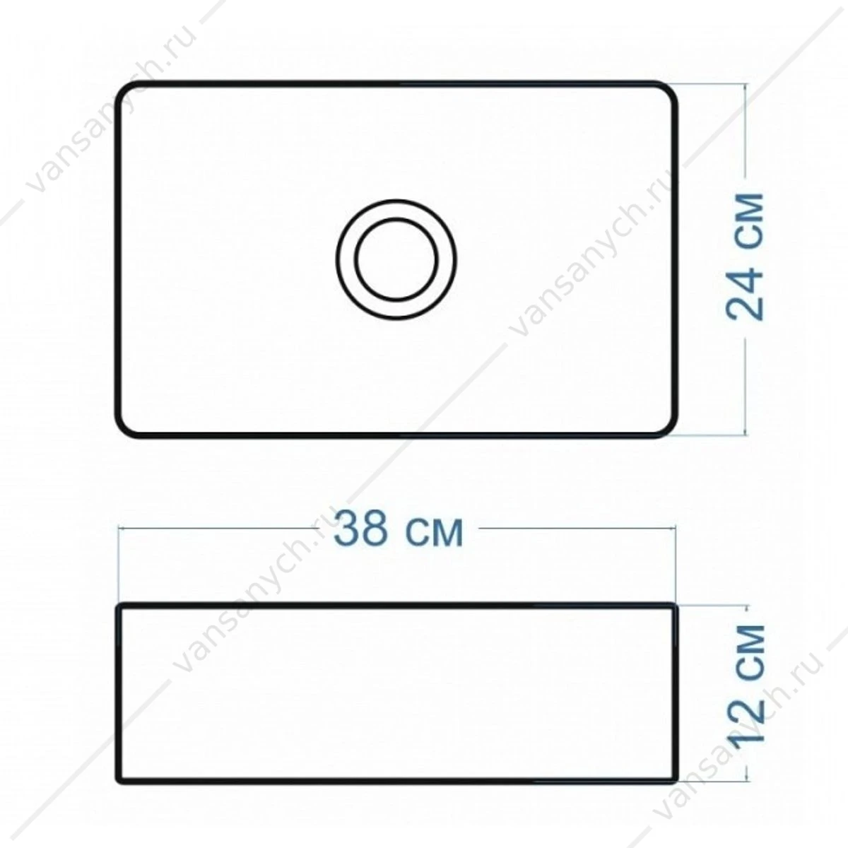 Раковина 38х24 накладная Watersense Eva Mini 38 W00010 белая