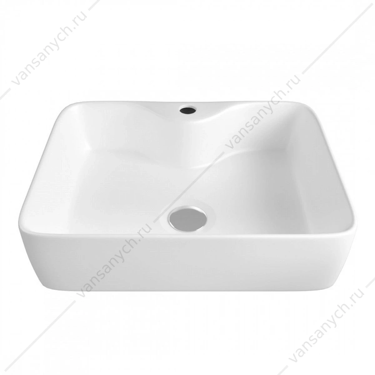 Раковина 48х37 накладная Watersense Eva S 48 W00002 с полочкой под смеситель, белая