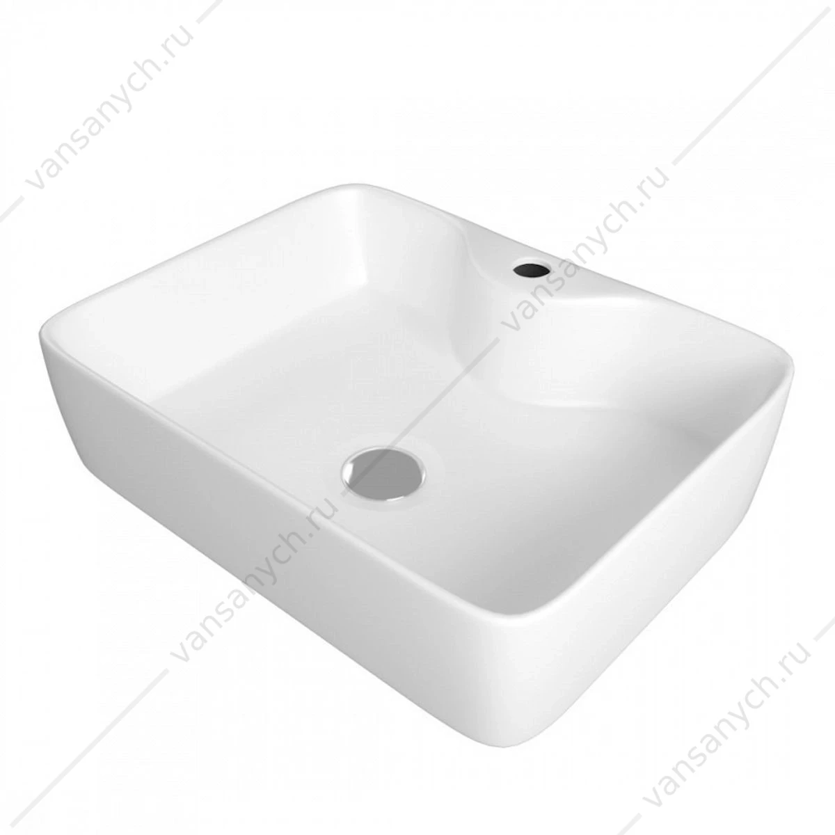 Раковина 48х37 накладная Watersense Eva S 48 W00002 с полочкой под смеситель, белая
