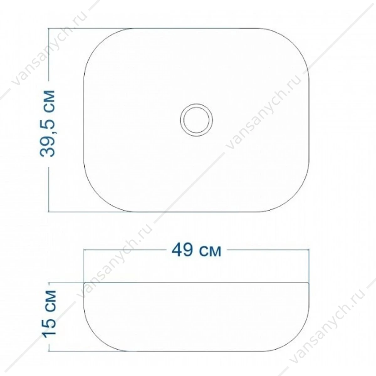Раковина 49х40 накладная Watersense Rita 50 W00057 черный мрамор