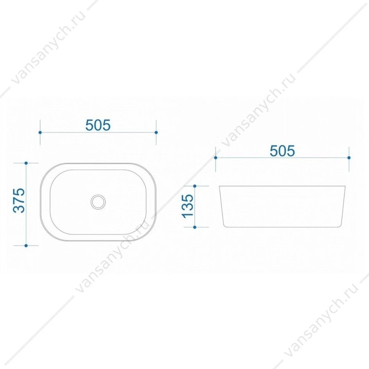 Раковина 51х38 накладная Watersense Rita 51 W00022 белая