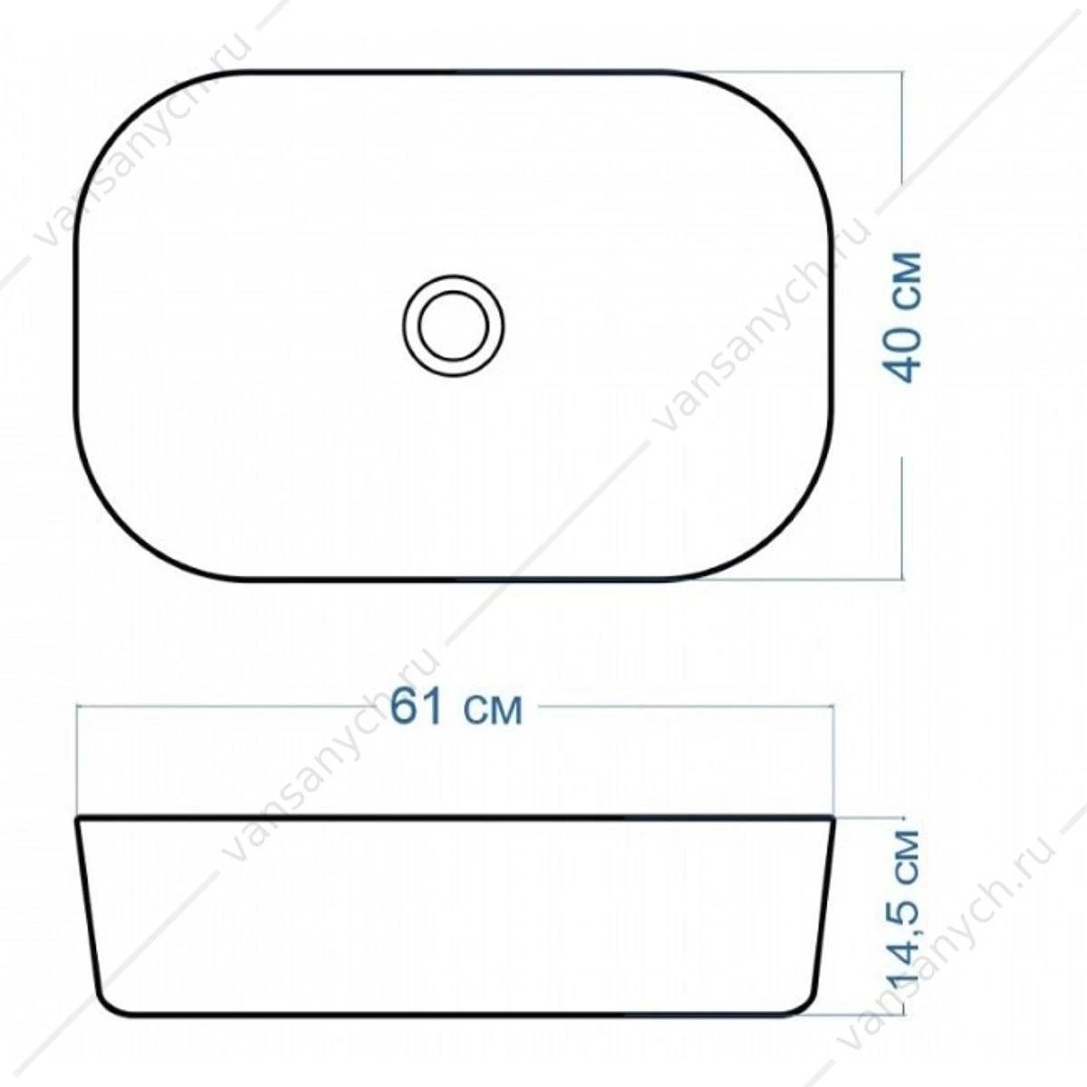 Раковина 61х40 накладная Watersense Rita 60 W00015 белая