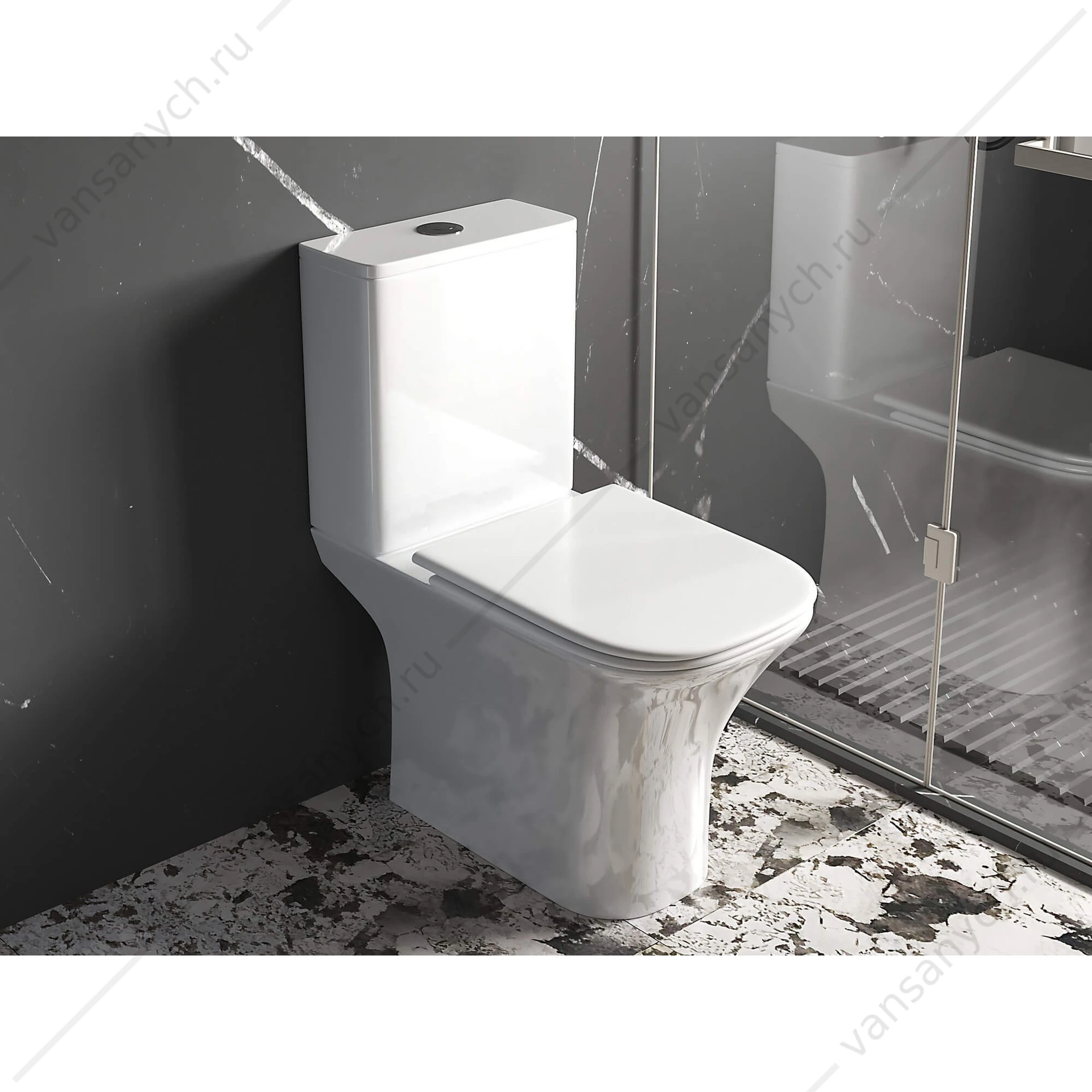 Унитаз безободковый, смыв Торнадо Aquatek Optima T Square напольный, AQ4421-00