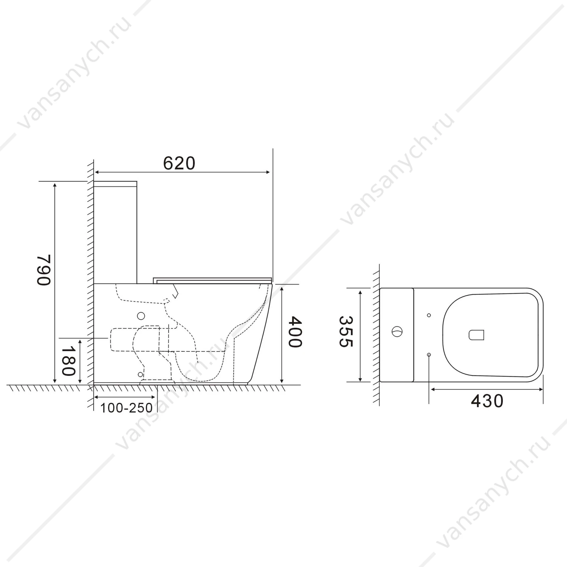 Унитаз безободковый, смыв Торнадо Aquatek Optima Plus Square напольный AQ4451-00