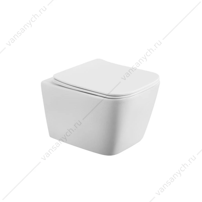 Унитаз безободковый, смыв Торнадо, с сиденьем BelBagno KRAFT-TOR подвесной BB7106CH-TOR/SC