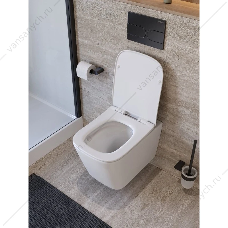 Унитаз безободковый, смыв Торнадо, с сиденьем BelBagno KRAFT-TOR подвесной BB7106CH-TOR/SC