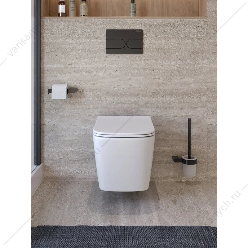 Унитаз безободковый, смыв Торнадо, с сиденьем BelBagno KRAFT-TOR подвесной BB7106CH-TOR/SC