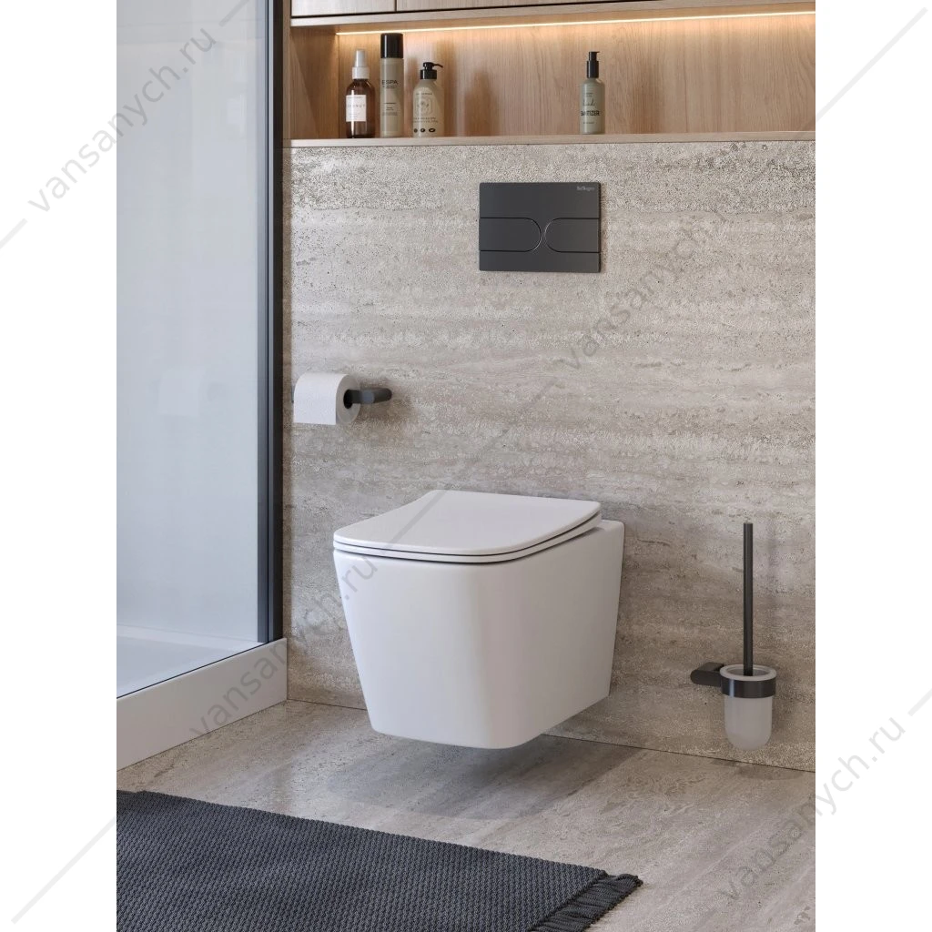 Унитаз безободковый, смыв Торнадо, с сиденьем BelBagno KRAFT-TOR подвесной BB7106CH-TOR/SC