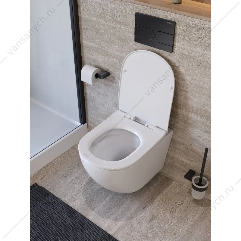 Унитаз безободковый, смыв Торнадо, с сиденьем BelBagno MARINO-TOR подвесной BB7026CH-TOR/SC