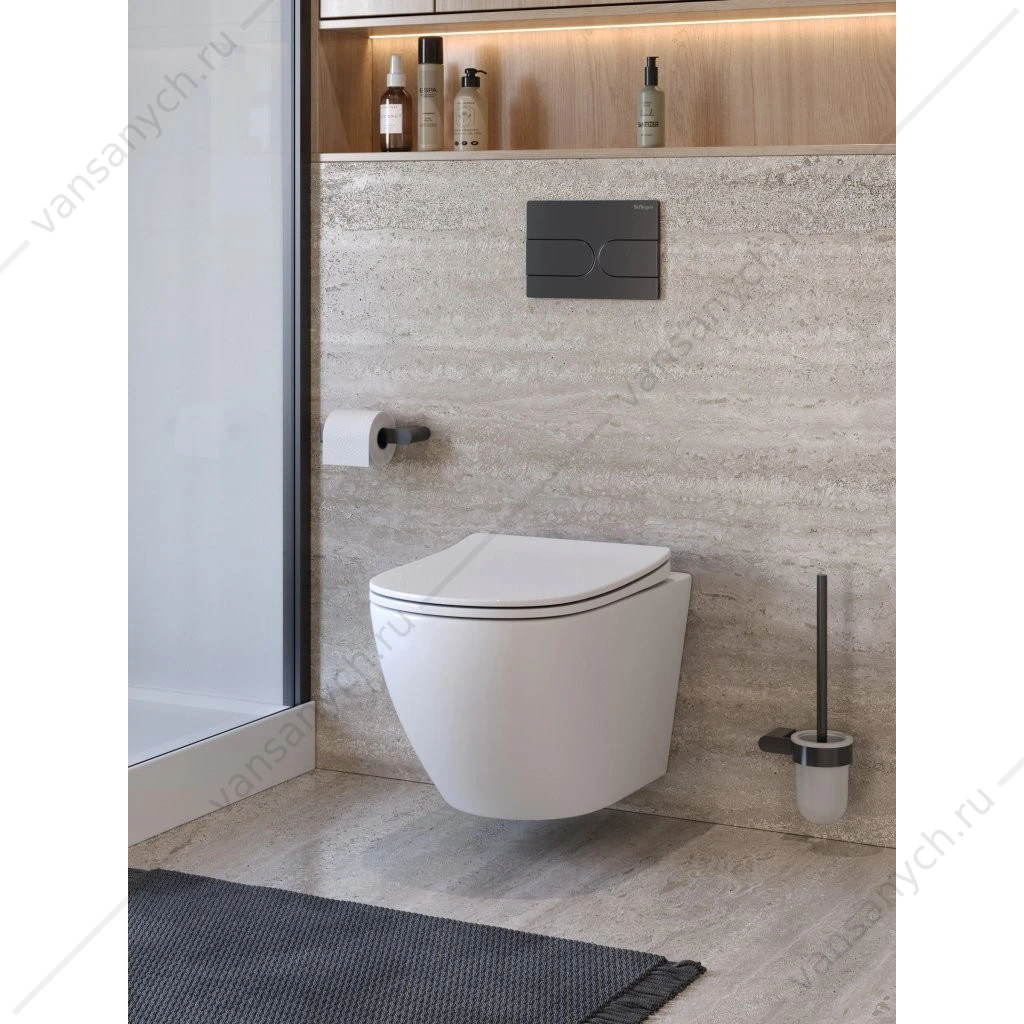 Унитаз безободковый, смыв Торнадо, с сиденьем BelBagno MARINO-TOR подвесной BB7026CH-TOR/SC