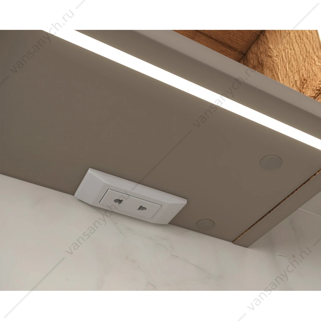 Шкаф 60 зеркальный EQUIL Gleam 60.1D szGLEAM.LED.60.1D-25, амарок/дуб вотан